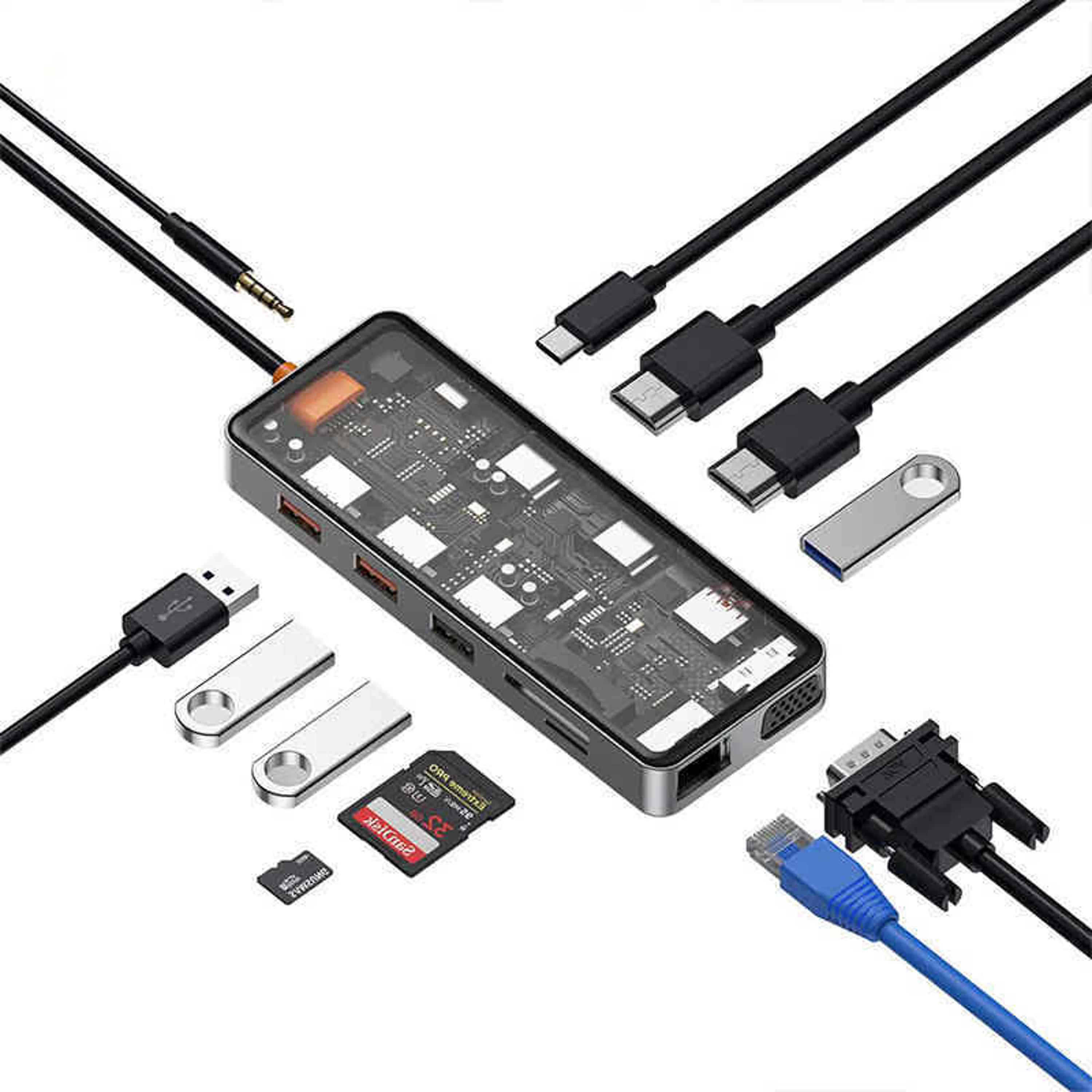 هاب آداپتور تایپ سی 12 پورت ویوو مدل wiwu Cyber HUB 12 in 1 Type-C CB012